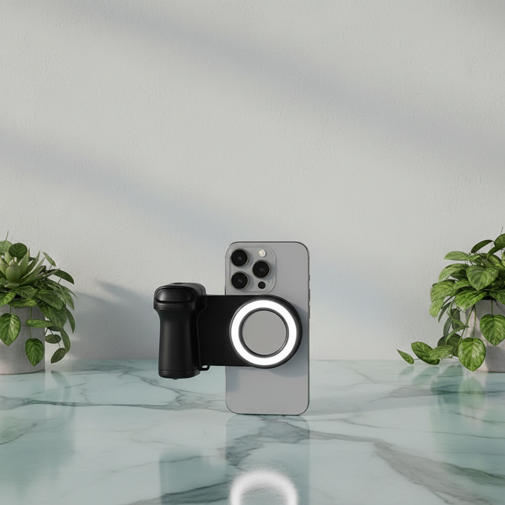 MagSafe Grip 2025 with Bluetooth Shutter & LED Light – Photo/Video Stabilizer for iPhone & Android